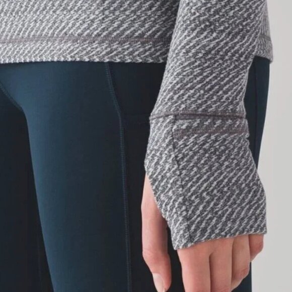 Lululemon Outrun 1/2 Zip Hazy Heather Heathered White Heathered Black | … - Picture 3 of 7